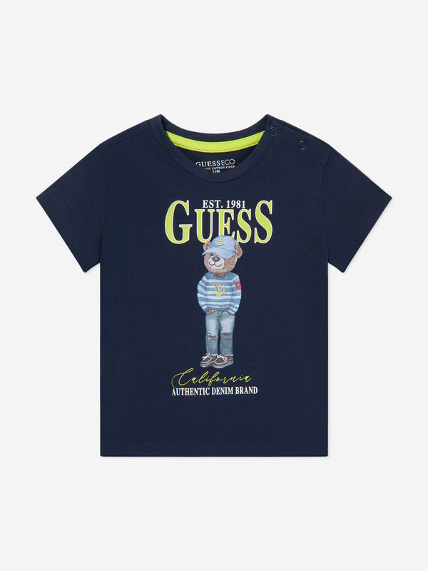 Boys Bear T-Shirt in Navy