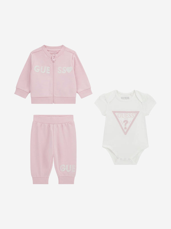 Baby Girls 3 Piece Tracksuit Set in Pink