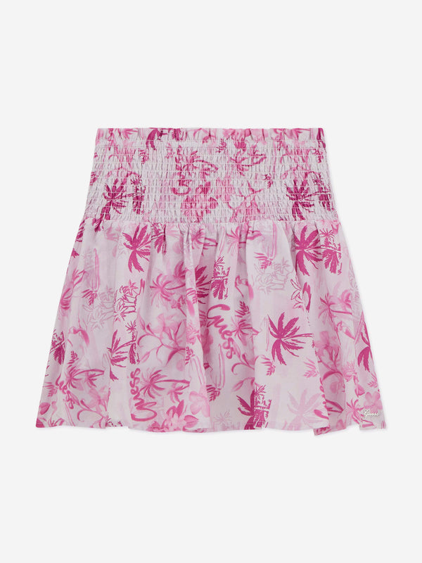 Girls Palm Tree Mini Skirt in Pink