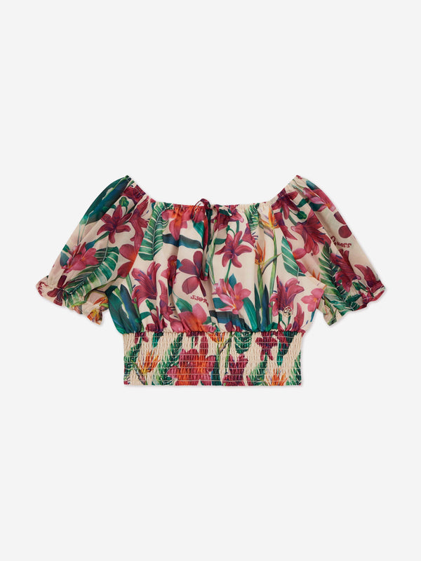 Girls Chiffon Floral Blouse in Multicolour