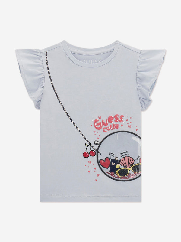 Girls Bag Print T-Shirt in Blue