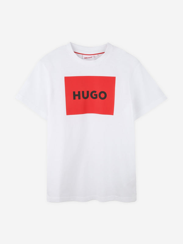 Hugo Boys Logo Print T-Shirt in White