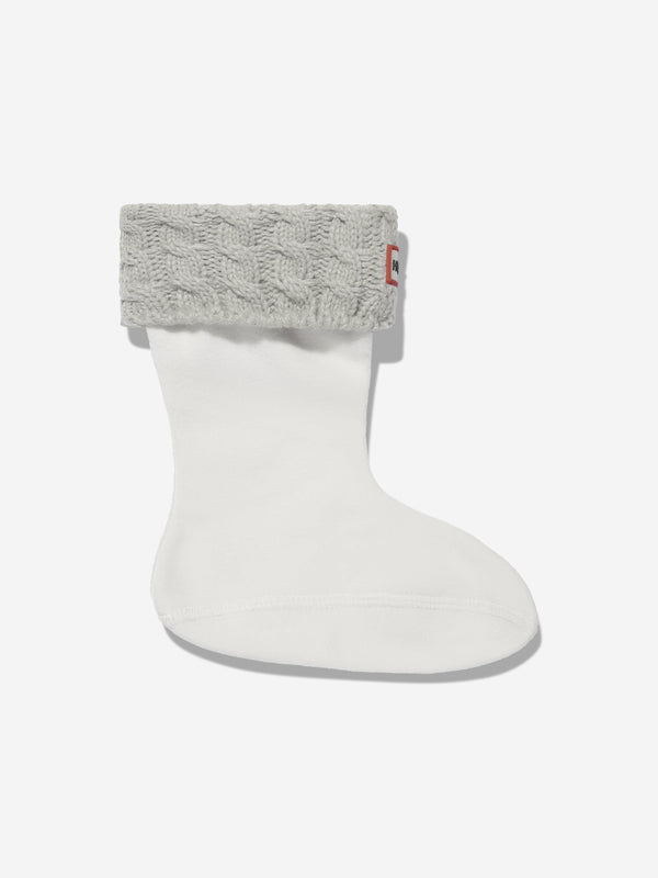 Hunter Kids Recycled 6 Stitch Cable Boot Socks in Grey