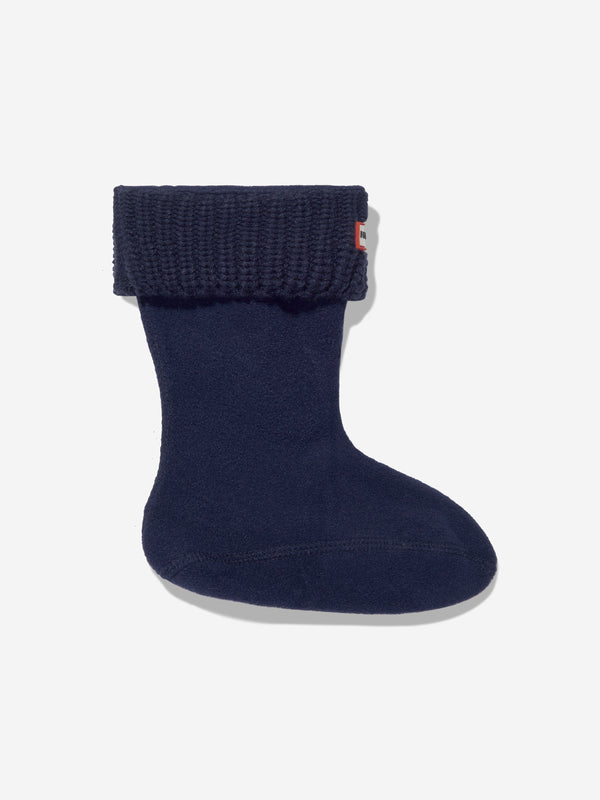 Hunter Kids Recycled Half Cardigan Boot Socks in Navy