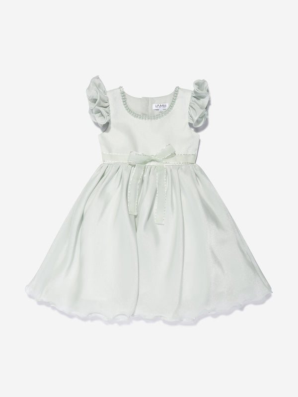 iAMe Girls Ruffle Detail A Line Dress in Green