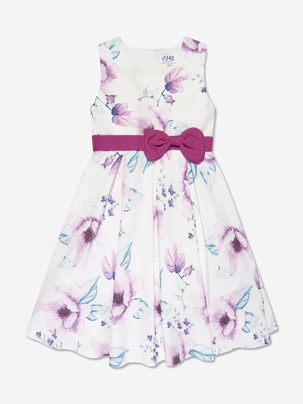 iAMe Girls Floral Printed A Line Dress in Pink