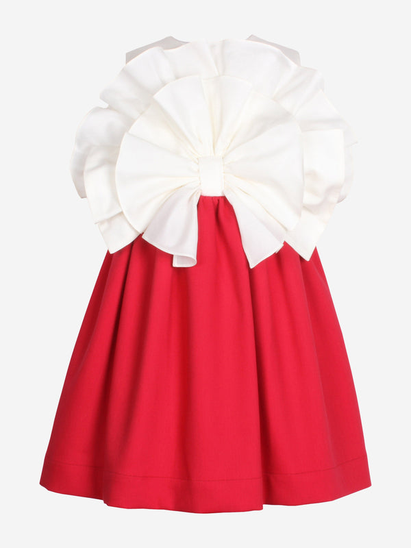 Jessie And James Girls Out Of The Blue Fan Bow Ruffle Dress in Red