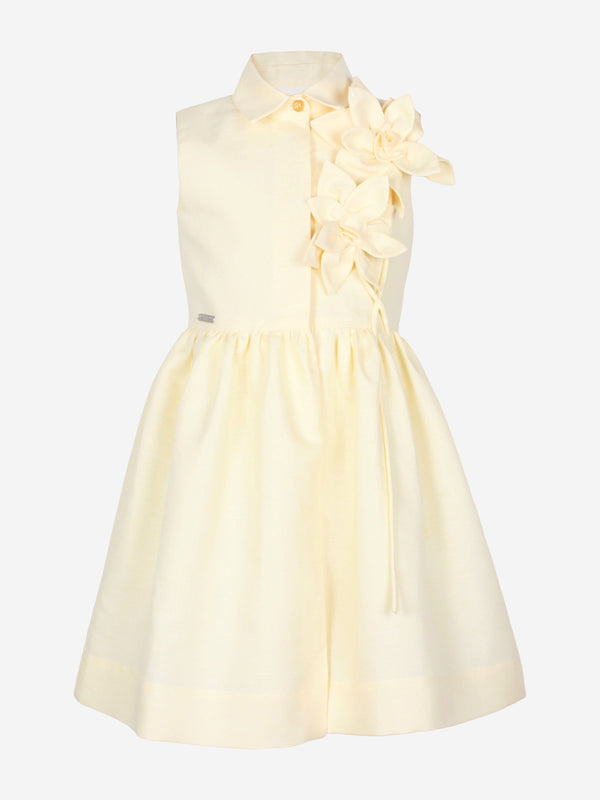 Jessie And James Girls Evergreen Flower Dress in Yellow