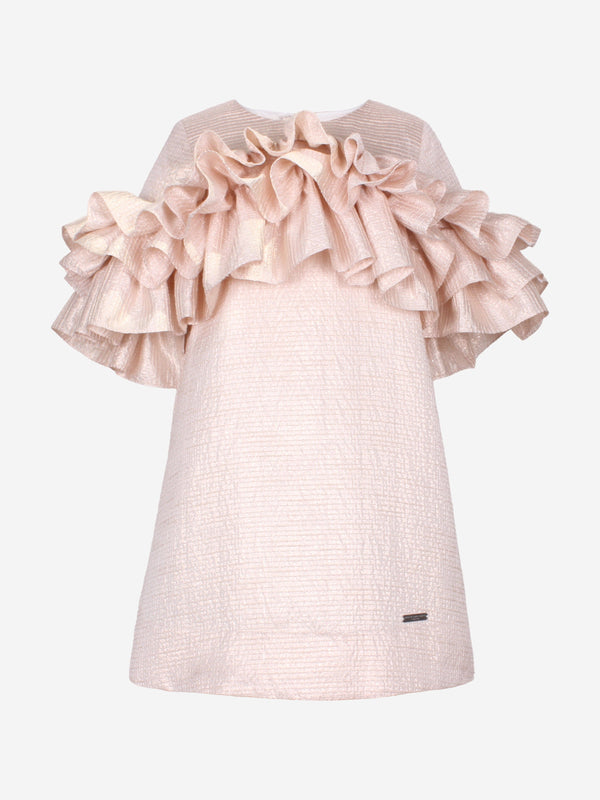 Jessie And James Girls Flutterby A-Line Ruffle Dress in Pink