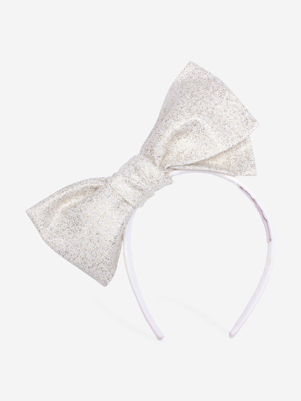 Girls Origami Jacquard Bow Headband in Gold