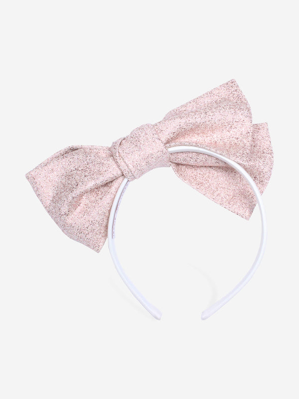 Girls Origami Jacquard Bow Headband in Pink