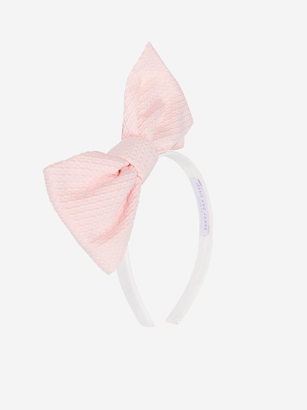 Girls Origami Dotty Jacquard Bow Headband in Pink