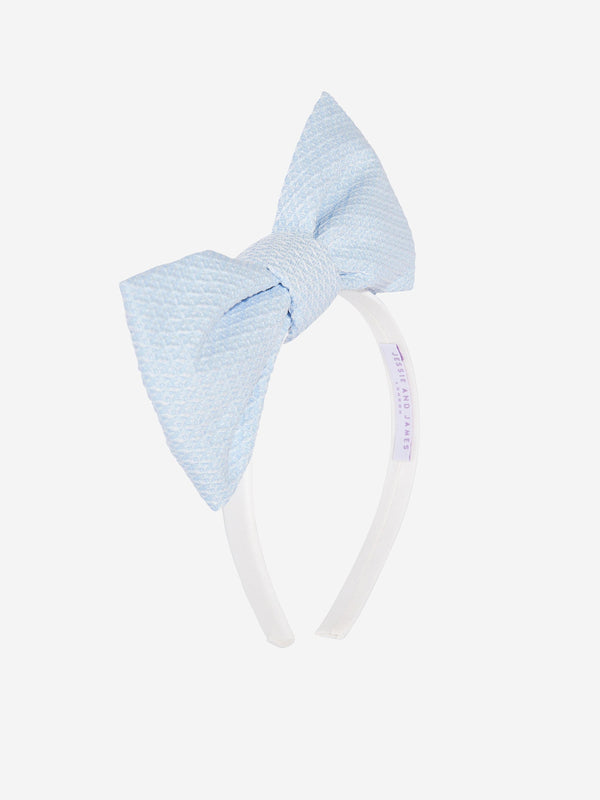 Girls Origami Dotty Jacquard Bow Headband in Blue