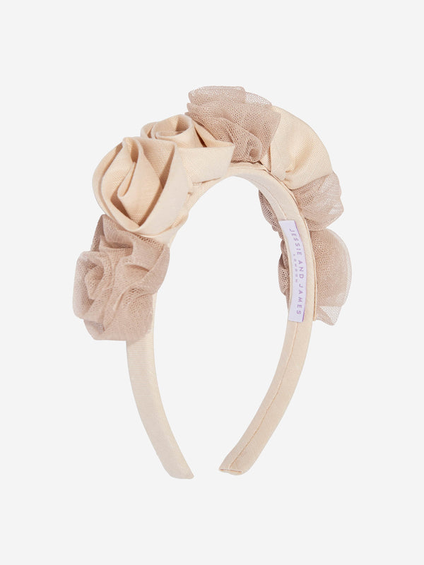 Girls Ring On Roses Headband in Beige