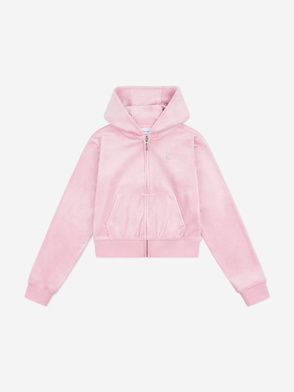 Juicy Couture Girls Diamante Logo Zip Up Top in Pink