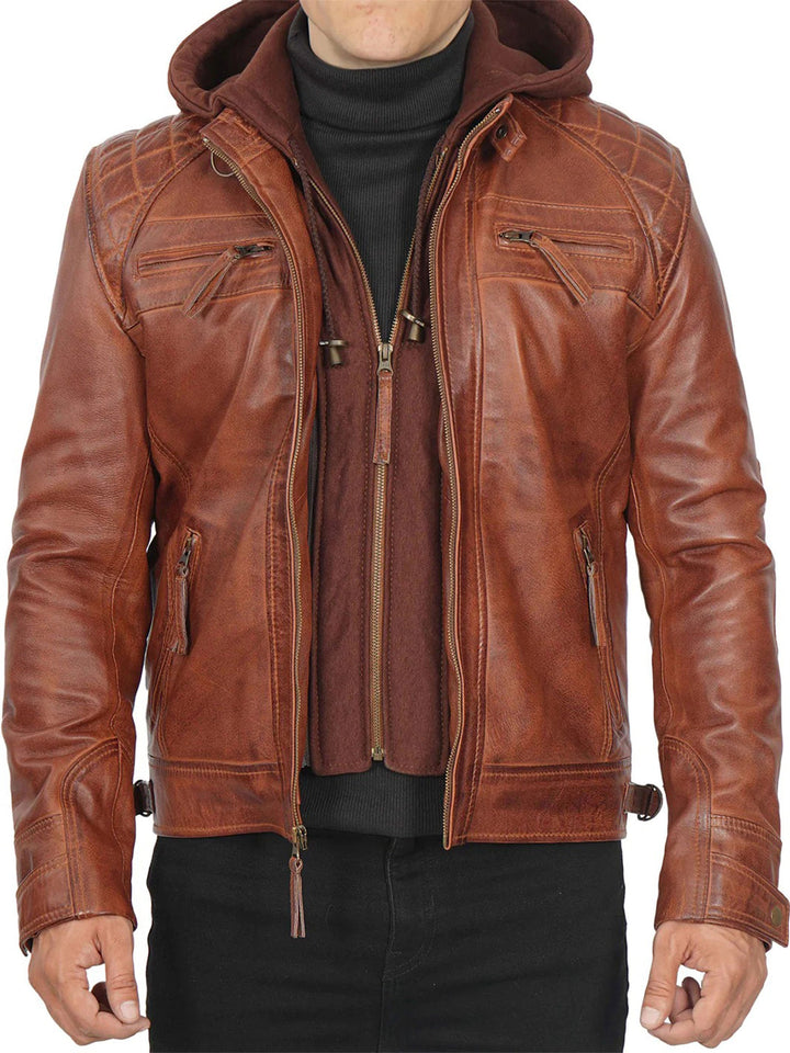 Tan leather jacket for men
