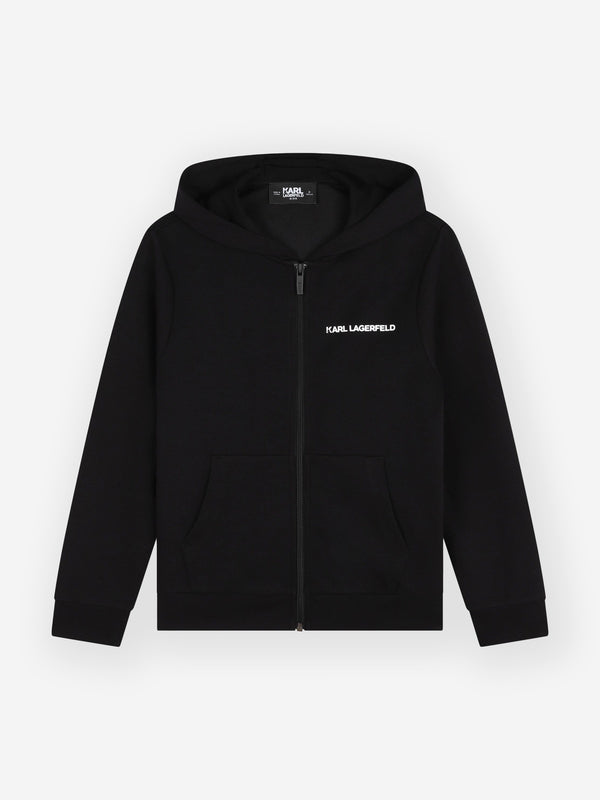 Karl Lagerfeld Boys Logo Zip Up Top in Black