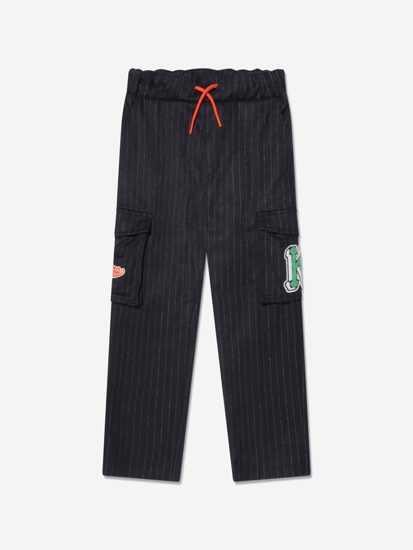 KENZO Boys Striped Cargo Trousers in Navy