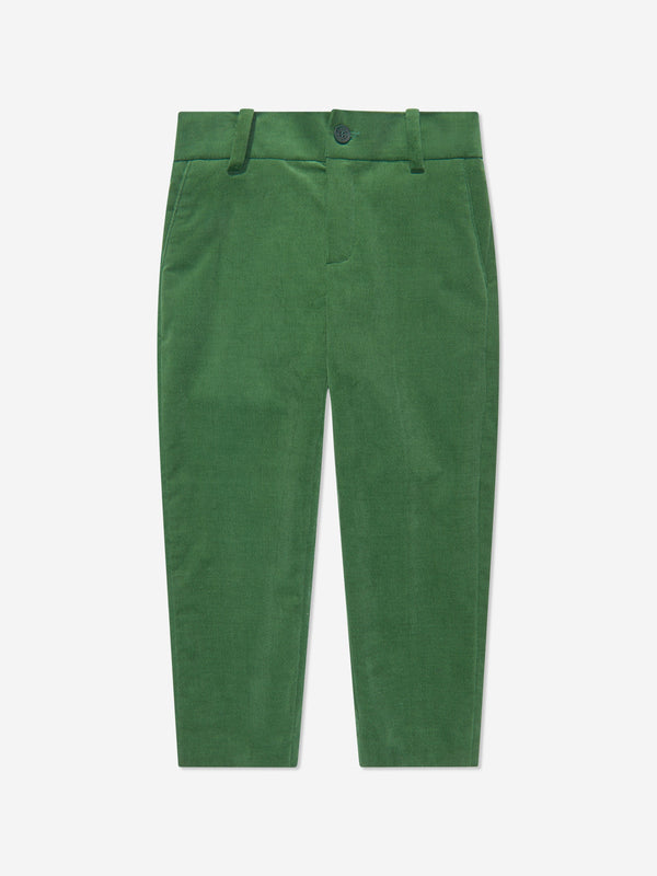 KENZO Boys Velvet Trousers in Green