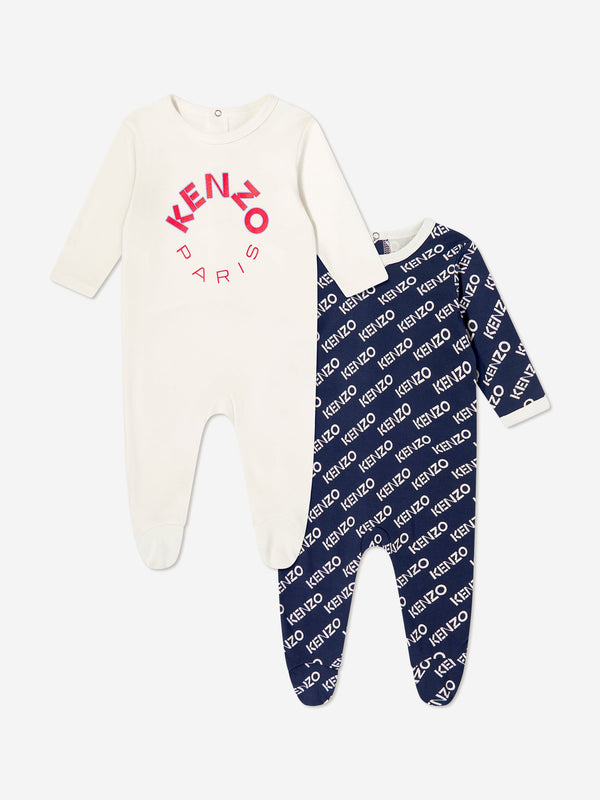 KENZO Baby Logo Babygrow Set in Ivory (2 Pack)