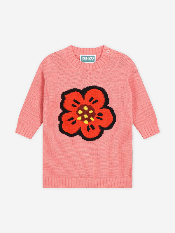 KENZO Baby Girls Boke Flower Knitted Dress in Pink