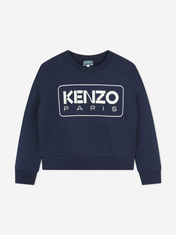 KENZO Girls Logo Print Sweatshirt in Navy