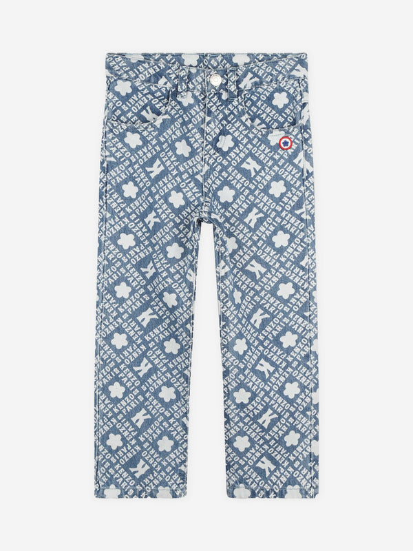 KENZO Kids Logo Print Jeans in Blue