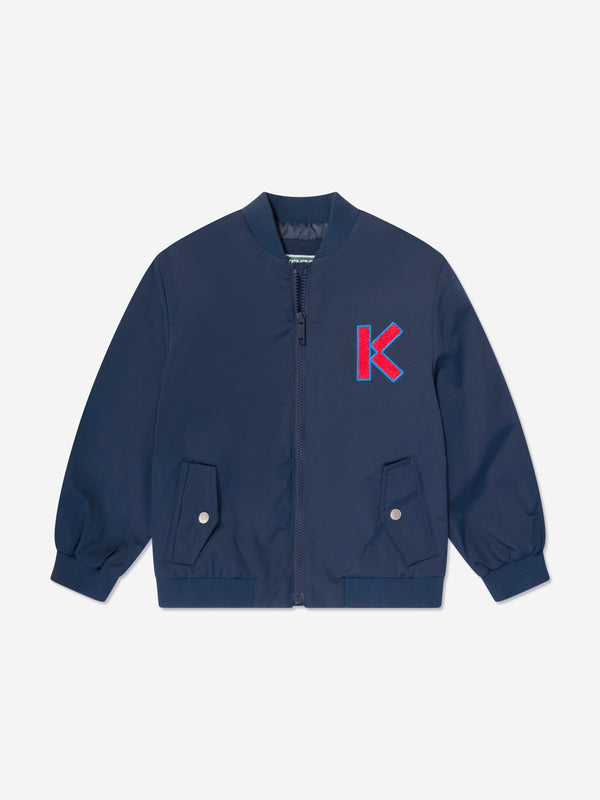 KENZO Kids Logo Zip Up Jacket in Navy