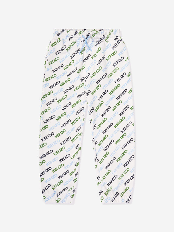 KENZO Boys Logo Print Joggers in Ivory