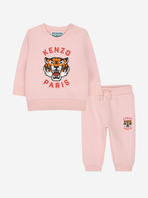 Baby Girls Tiger Logo Tracksuit in Pink