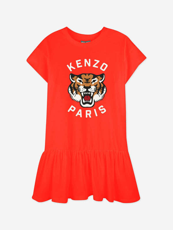 Girls Tiger Dress in Red