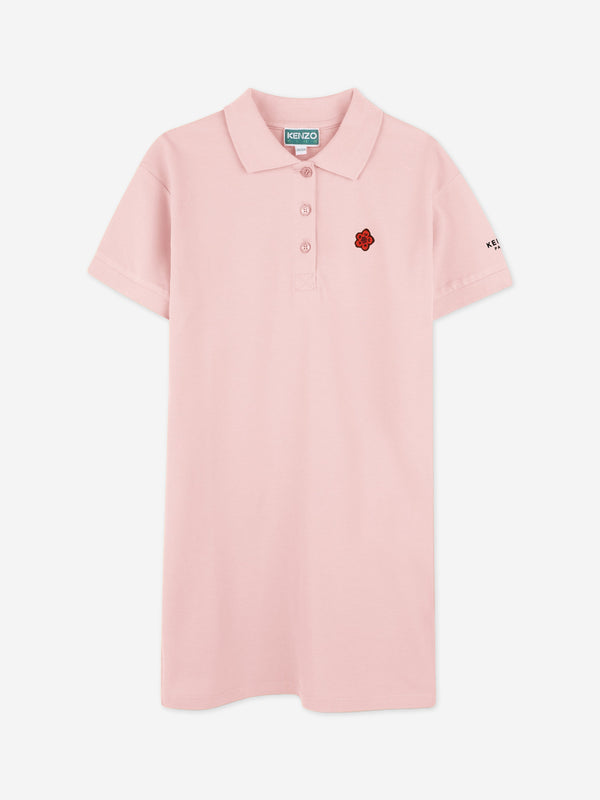 Girls Boke Flower Polo Dress in Pink