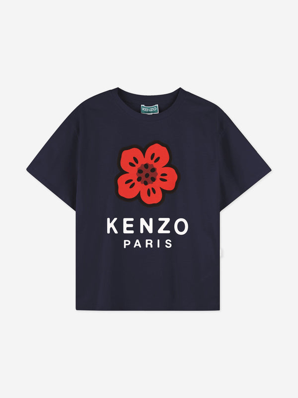 Kids Boke Flower T-Shirt in Navy