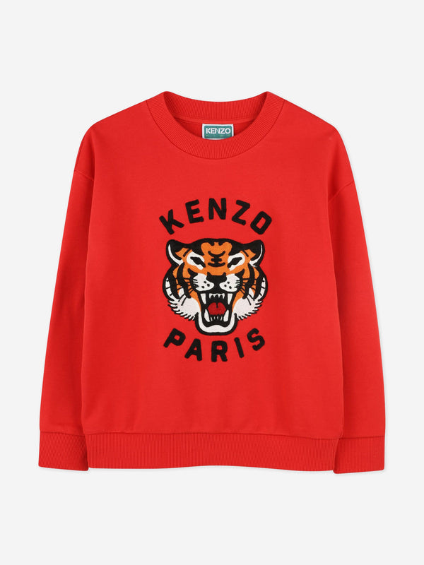 Boys Tiger Sweatshirt in Red