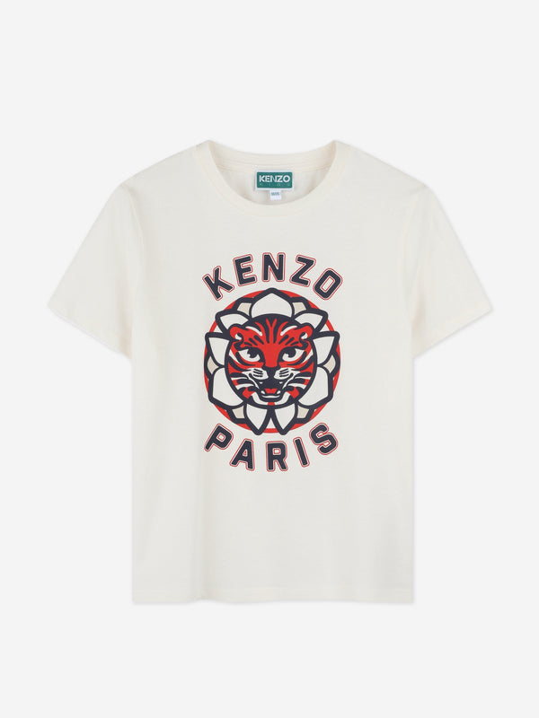 Kids Tiger Logo T-Shirt in Ivory