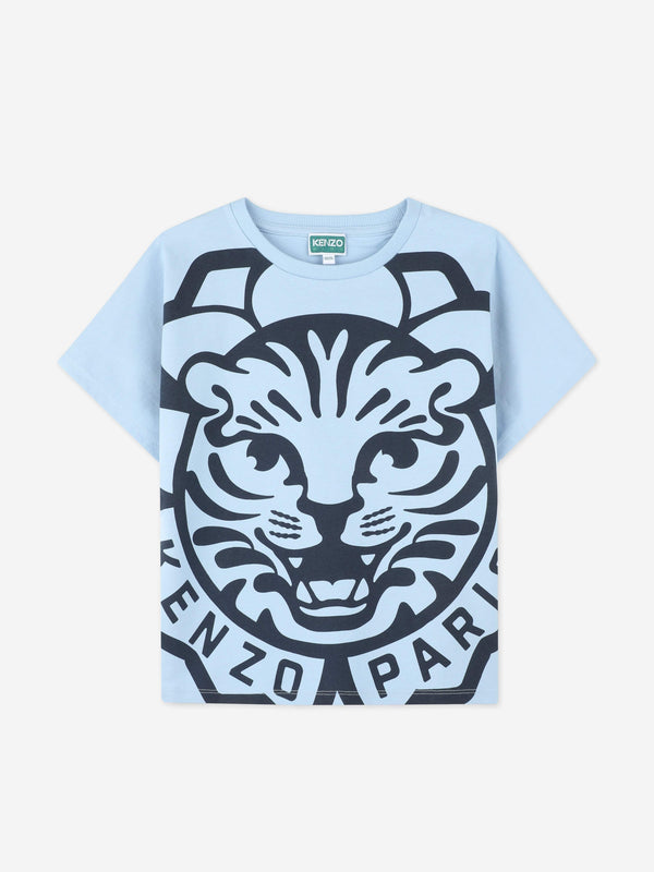 Kids Tiger Print T-Shirt in Blue