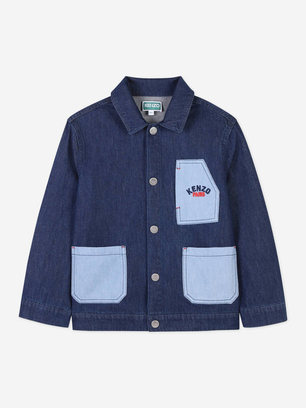 Boys Patch Pocket Denim Jaket in Blue