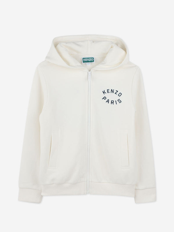 Kids Logo Zip Up Top in Ivory