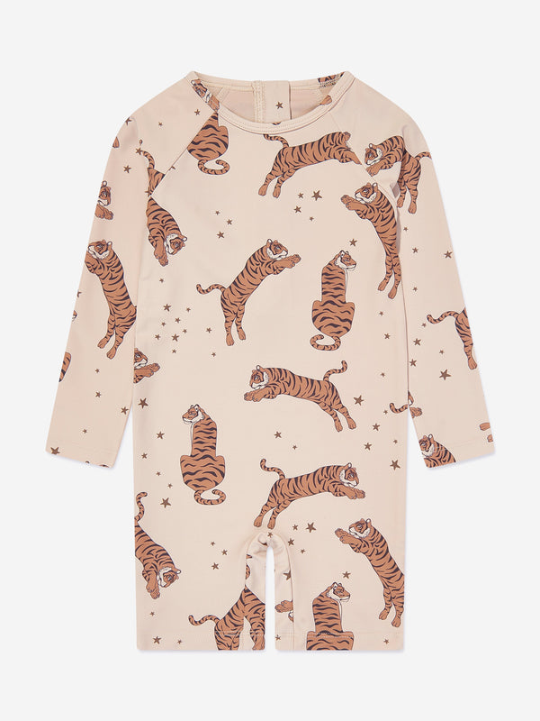 Konges Sløjd Kids Aster Tiger Onesie in Beige