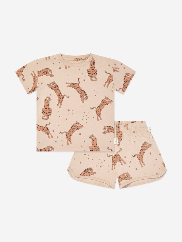 Konges Sløjd Kids Tiger Short Set in Beige