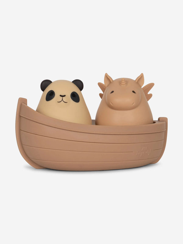 Konges Sløjd Baby Panda And Unicorn Boat Bath Toys in Multicolour (12cm)