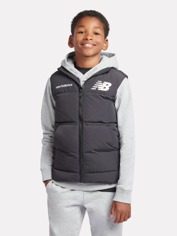 New Balance Boys Logo Quilted Gilet in Black