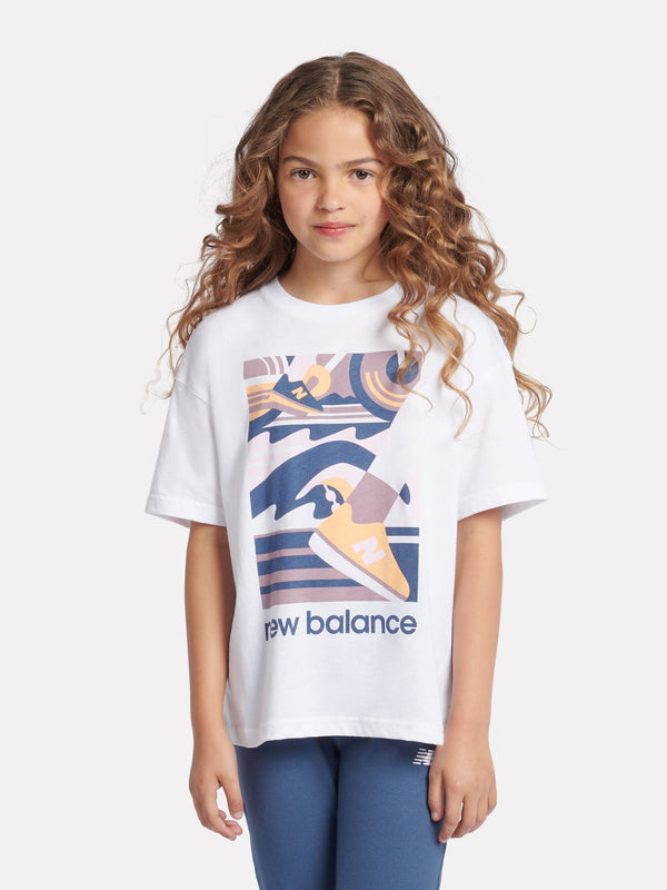 New Balance Girls Greatest Hits Graphic T-Shirt in White