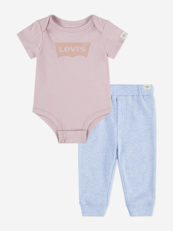 Levi's Baby Girls Batwing Bodysuit Set in Pink