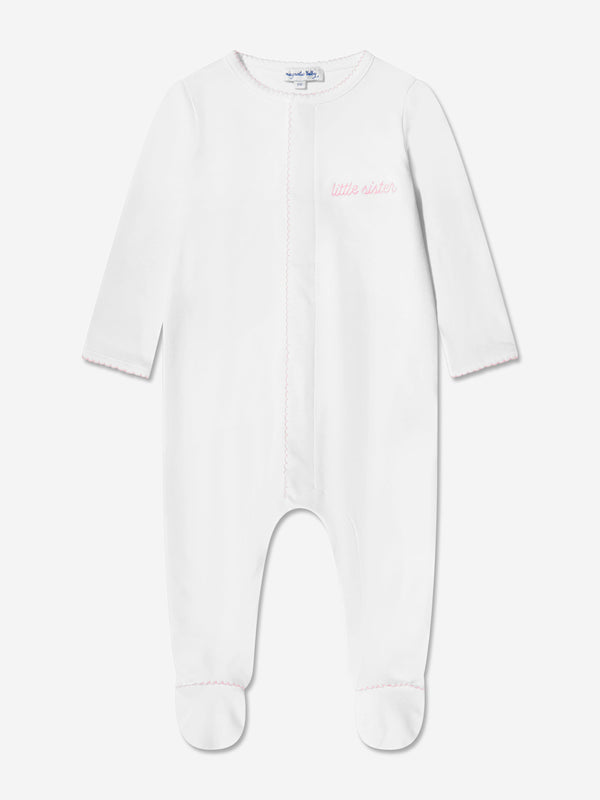 Magnolia Baby Baby Girls Little Sister Babygrow in White