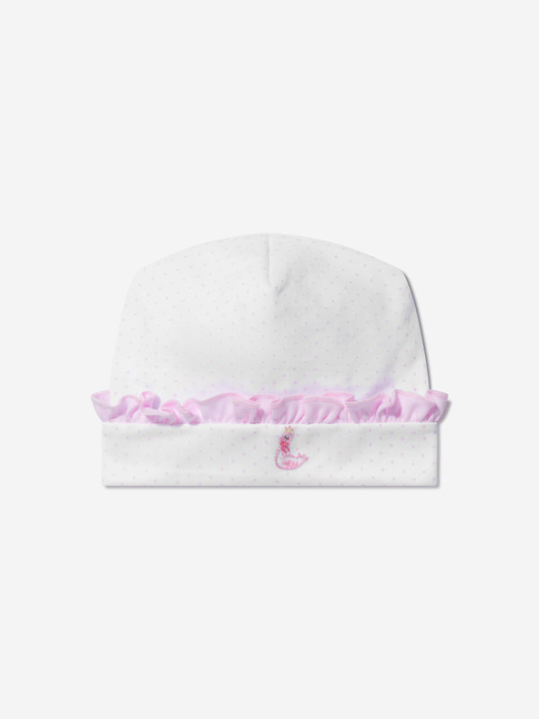 Magnolia Baby Baby Girls Princess Swan Embroidered Ruffle Hat in White