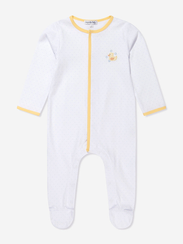 Magnolia Baby Baby Rubber Ducky Embroidered Babygrow in White