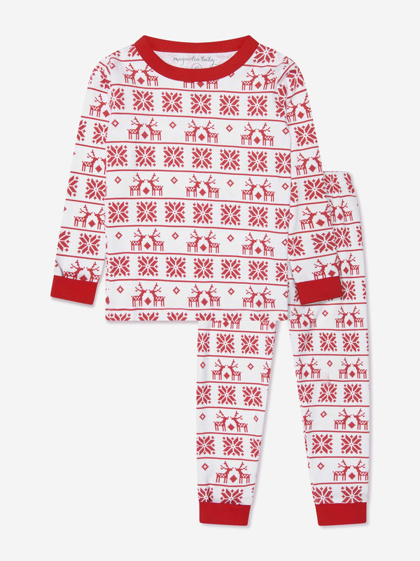 Cozy Red Fair Isle Long Pyjamas for Kids by Magnolia Baby