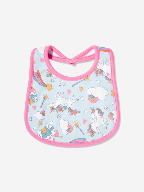 Magnolia Baby Baby Girls Dreamy Unicorns Bib in Pink