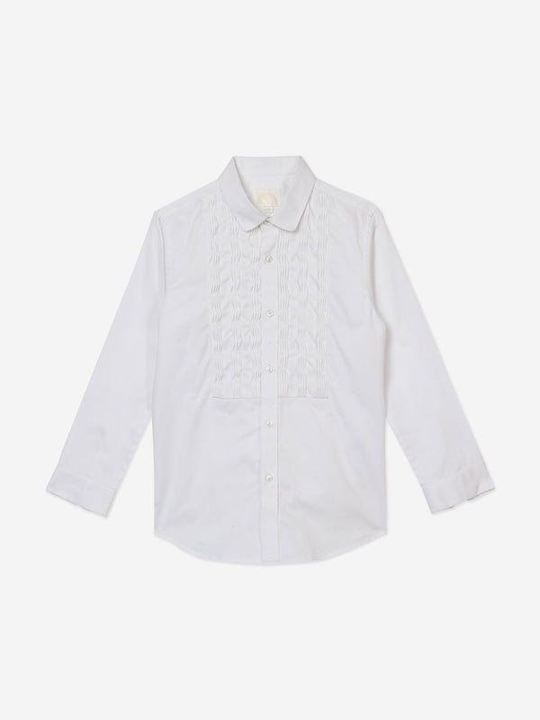 Maison Ava Boys Embroidered Tristan Shirt in White